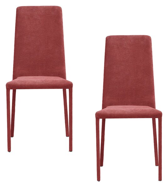 Set 2 sedie Imbottite 45x52x91 cm In Tessuto Savoy Betty Plus Rosso