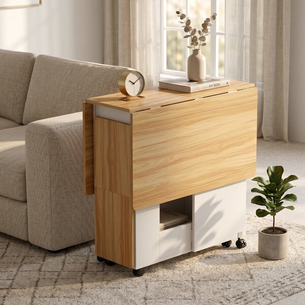 HOMCOM Set tavolo da pranzo pieghevole con 4 sedie e ruote, rovere | Aosom Italy