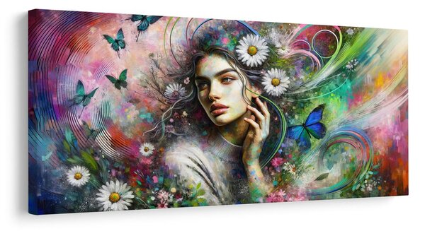 Quadro su tela – Ragazza nel paradiso floreale
