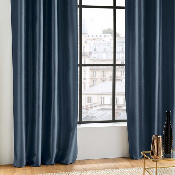 Tenda blu scuro in microsatinato 140x240 cm Shana – douceur d'intérieur