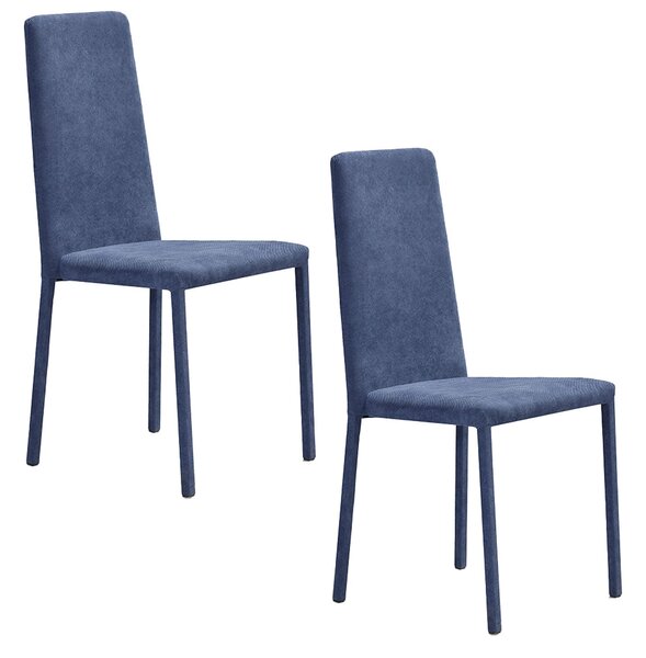 Set 2 sedie Imbottite 45x52x91 cm In Tessuto Savoy Betty Plus Avio