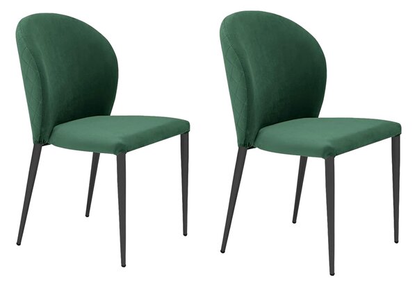 Set 2 sedie Imbottite 45x58x86,5 cm In Tessuto Tiffany Ghibili Lux Verde Smeraldo