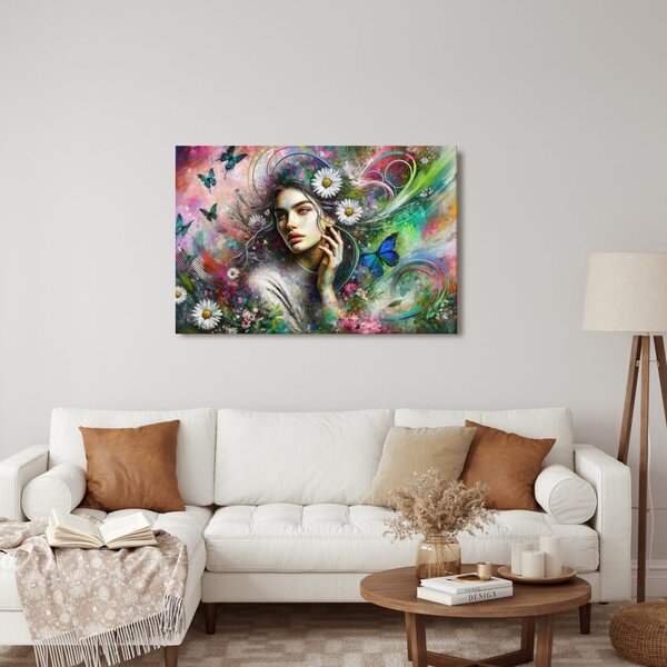 Quadro su tela – Armonia floreale con farfalle