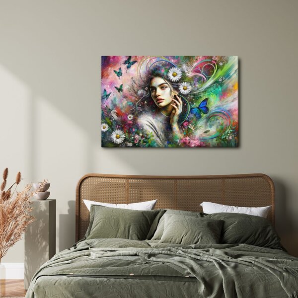 Quadro su tela – Armonia floreale con farfalle