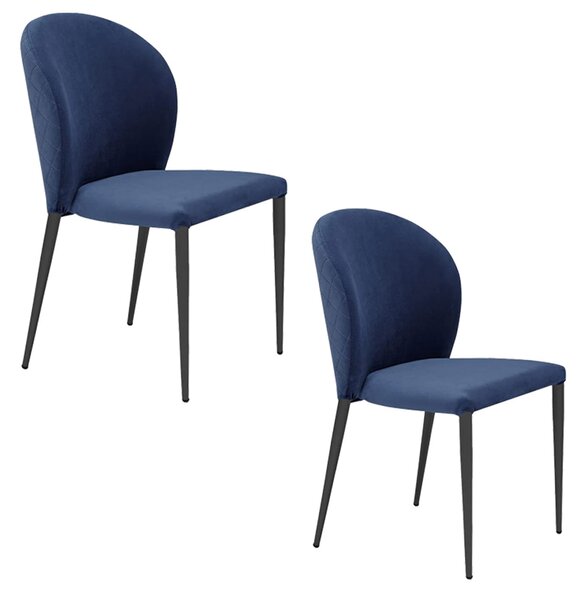 Set 2 sedie Imbottite 45x58x86,5 cm In Tessuto Tiffany Ghibili Lux Blu Notte