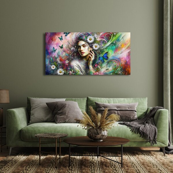 Quadro su tela – Ragazza nel paradiso floreale