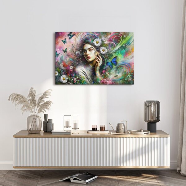 Quadro su tela – Armonia floreale con farfalle