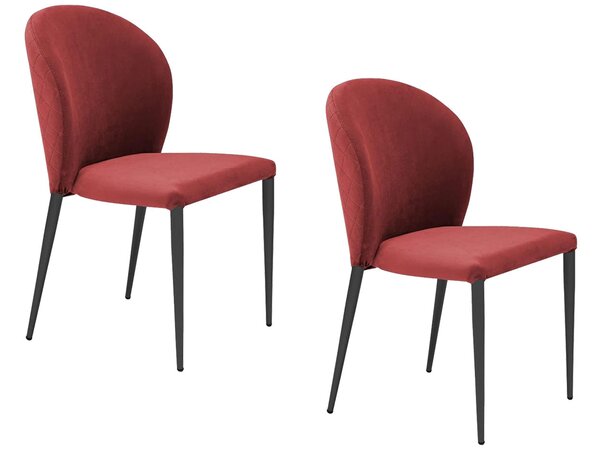Set 2 sedie Imbottite 45x58x86,5 cm In Tessuto Tiffany Ghibili Lux Rossa