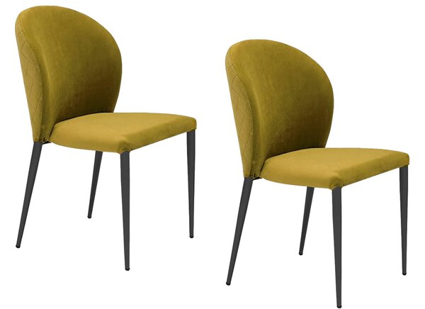 Set 2 sedie Imbottite 45x58x86,5 cm In Tessuto Tiffany Ghibili Lux Senape