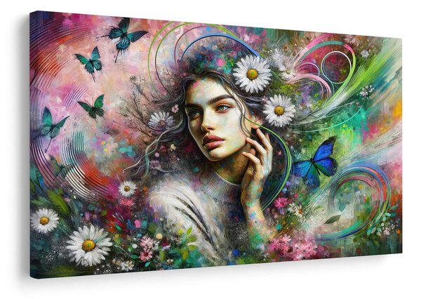 Quadro su tela – Armonia floreale con farfalle