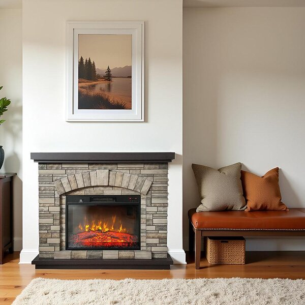 Camino elettrico AMBAR Stone ElectricSun, con effetto sonoro, 3 colori, con l'app, L107xH90cm