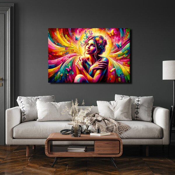 Quadro su tela – Donna magica con farfalle