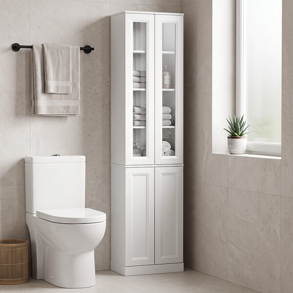 HOMCOM Mobile da bagno a 6 livelli con 4 ante soft-close e ripiani regolabili, bianco | Aosom Italy
