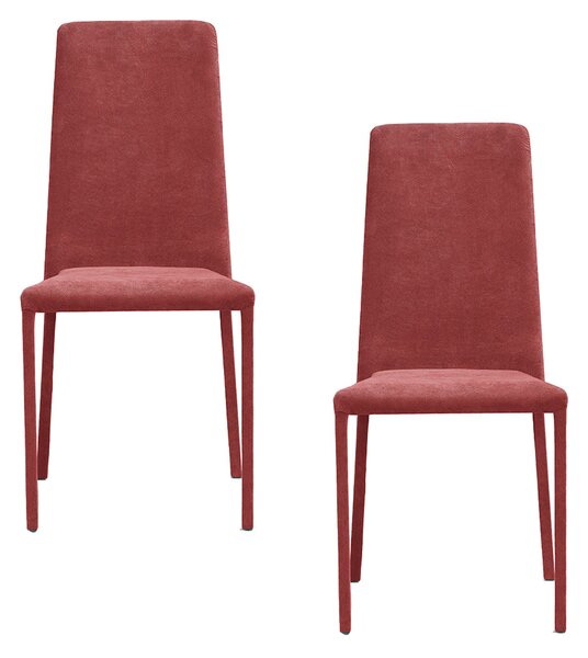 Set 2 sedie Imbottite 45x52x91 cm In Tessuto Savoy Betty Plus Rosso