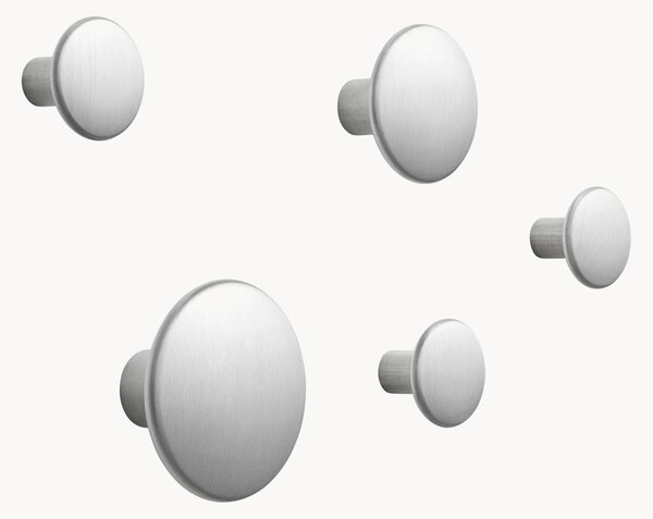 Set di 5 ganci da parete in alluminio Dots