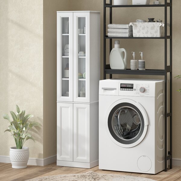 HOMCOM Mobile da bagno a 6 livelli con 4 ante soft-close e ripiani regolabili, bianco | Aosom Italy