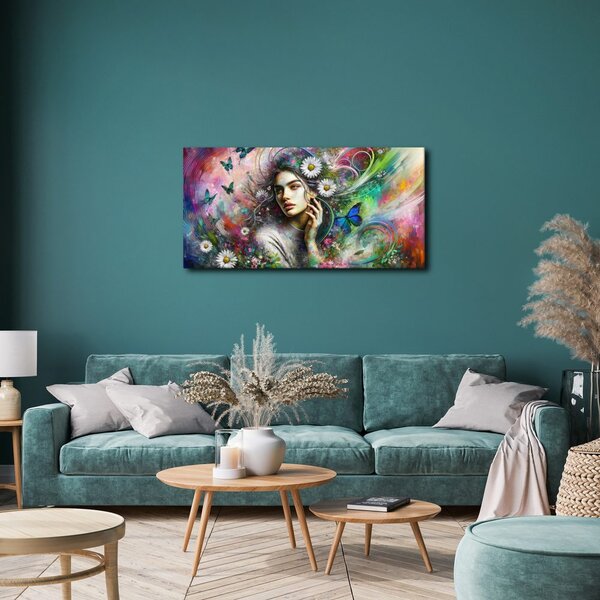 Quadro su tela – Ragazza nel paradiso floreale