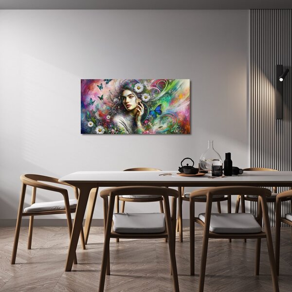 Quadro su tela – Ragazza nel paradiso floreale