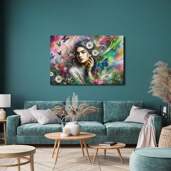 Quadro su tela – Armonia floreale con farfalle