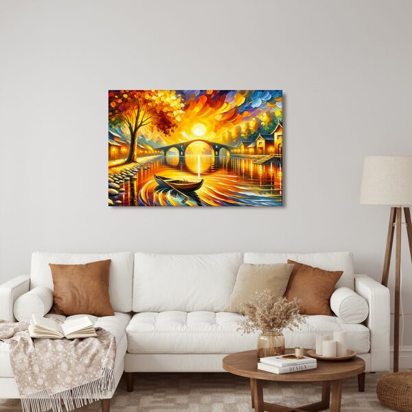 Quadro su tela – Paesaggio autunnale con barca