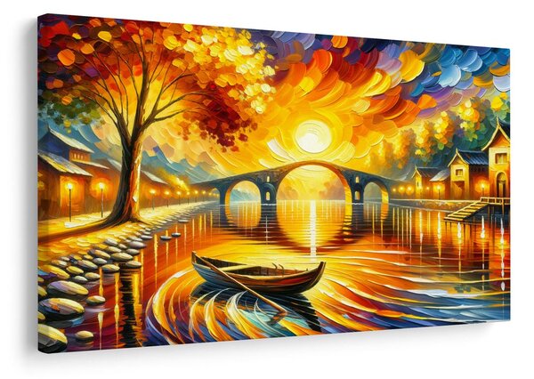 Quadro su tela – Paesaggio autunnale con barca