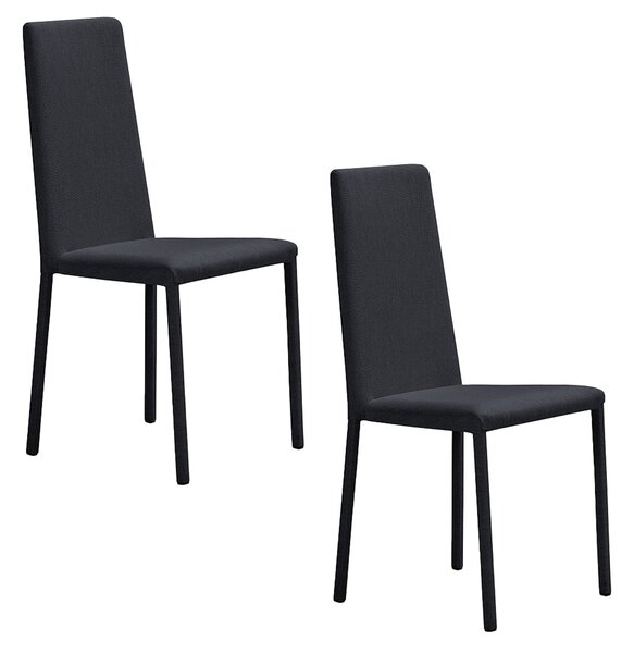 Set 2 sedie Imbottite 45x52x91 cm In Tessuto Savoy Betty Plus Grafite