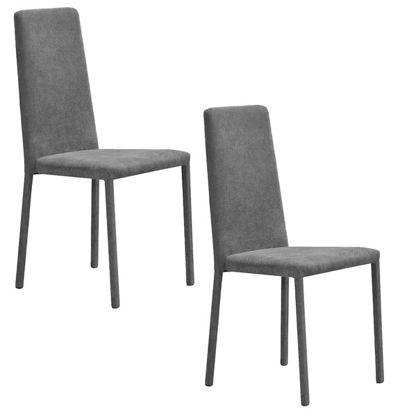 Set 2 sedie Imbottite 45x52x91 cm In Tessuto Savoy Betty Plus Tortora