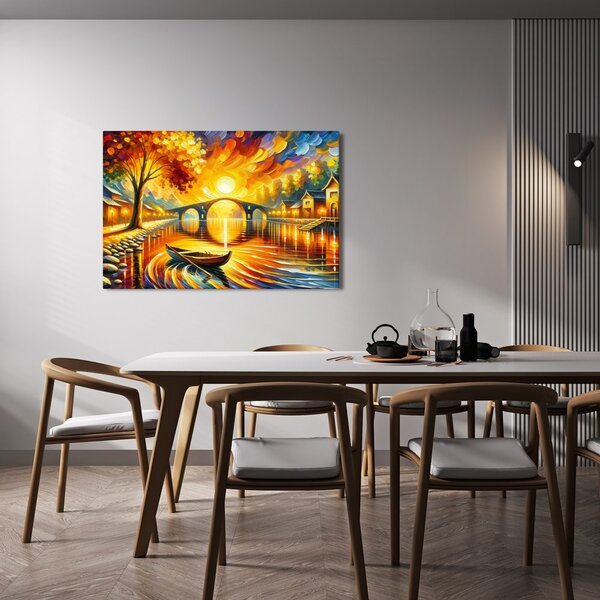Quadro su tela – Paesaggio autunnale con barca