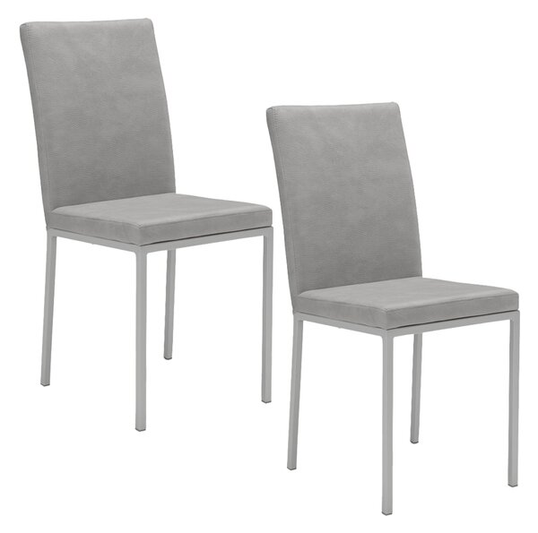 Set 2 sedie Imbottite 42x54x93 cm in Tessuto Ranger Licya Light Grey / Gambe Silver