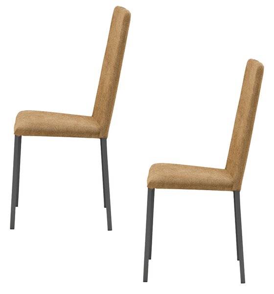 Set 2 sedie Imbottite 45x50x96 cm in Tessuto Ddenver Betty New Ambra