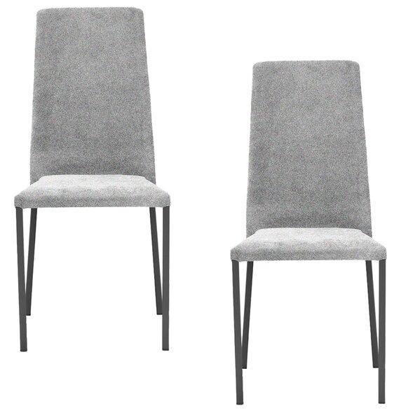 Set 2 sedie Imbottite 45x50x96 cm in Tessuto Ddenver Betty New Argento
