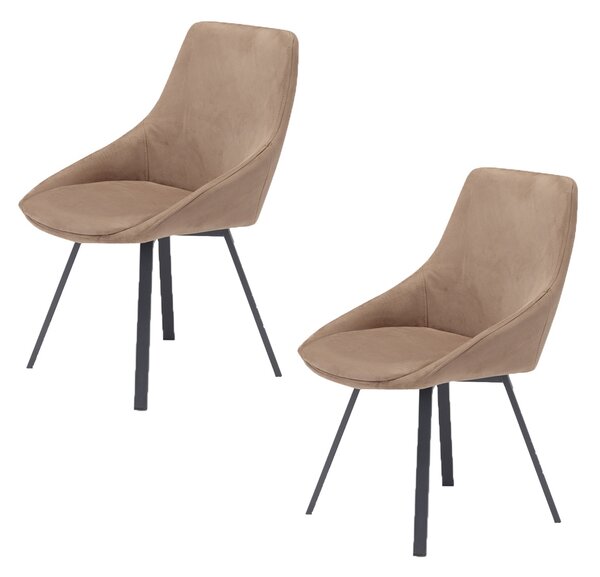 Set 2 sedie Imbottite 51x60x88 cm In Tessuto Suet Asia Castagna