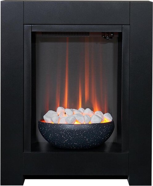 Stufa elettrica a parete – Atmosfera accogliente – Ideale per riscaldare il soggiorno – Effetto pietra – Dimensioni: 73 x 60 cm – Colore: nero