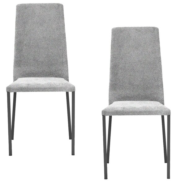 Set 2 sedie Imbottite 45x50x96 cm in Tessuto Ddenver Betty New Argento