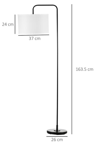 HOMCOM Lampada da Terra Moderna in Acciaio con Paralume in Tessuto Effetto Lino, 64x38x163.5 cm, Bianca e Nera