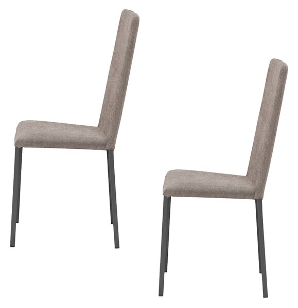Set 2 sedie Imbottite 45x50x96 cm in Tessuto Ddenver Betty New Fango