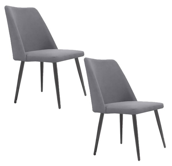 Set 2 sedie Imbottite 48x58x92 cm In Tessuto Enjoy Lux Alexia Grigio Chiaro