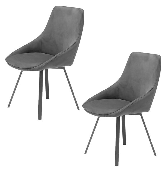 Set 2 sedie Imbottite 51x60x88 cm In Tessuto Suet Asia Grigio Fumo