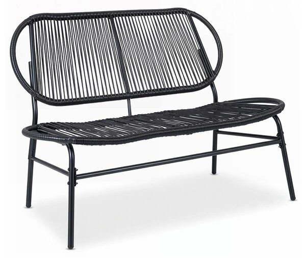 KOMFOTTEU, panca da giardino in rattan PE, modello a 2 posti, resistente fino a 300 kg, colore nero