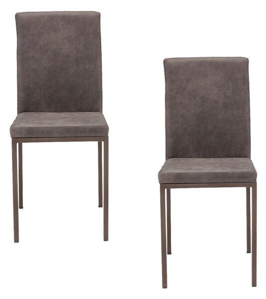 Set 2 sedie Imbottite 42x54x93 cm in Tessuto Ranger Licya Tortora / Gambe Tortora