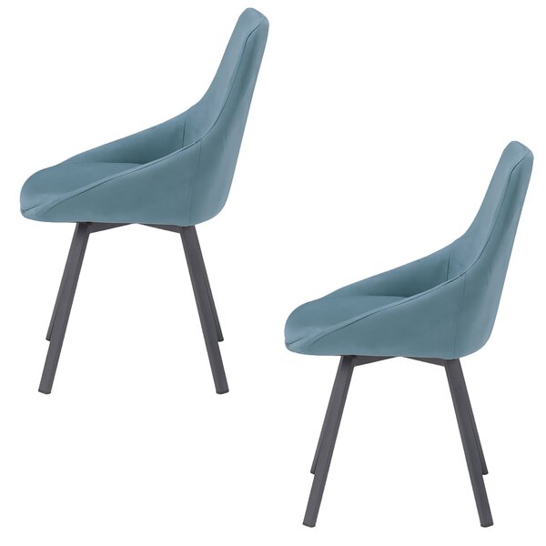 Set 2 sedie Imbottite 51x60x88 cm In Tessuto Suet Asia Petrolio
