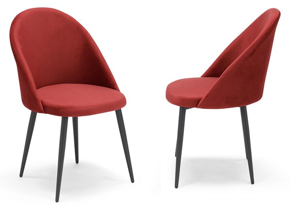 Set 2 sedie Imbottite 51x58x87 cm In Tessuto Tiffany Lola Rosso