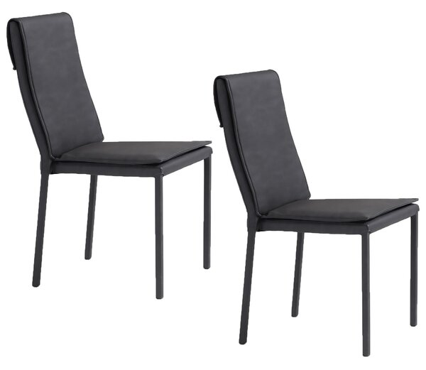 Set 2 sedie Imbottite 45x59x95 cm In Tessuto Effetto Pelle Vincent Fango