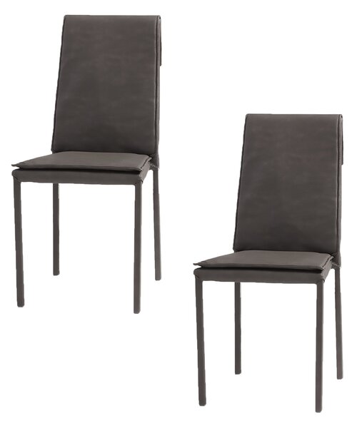 Set 2 sedie Imbottite 45x59x95 cm In Tessuto Effetto Pelle Vincent Moka Bufalo