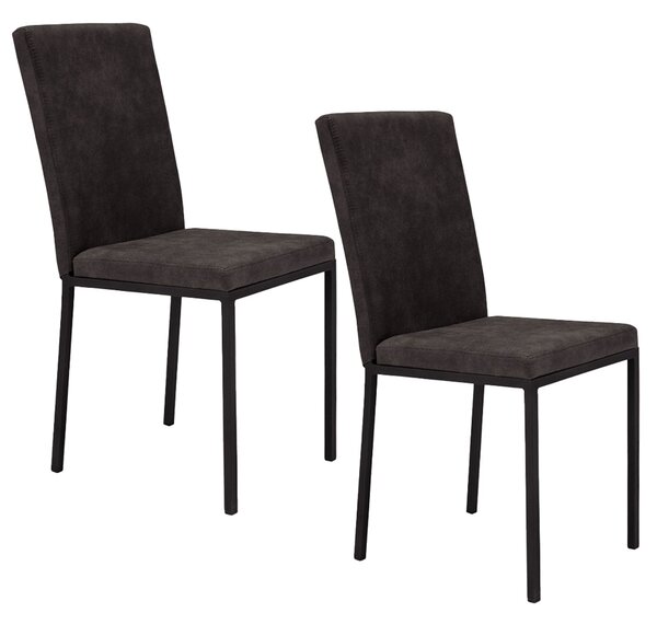 Set 2 sedie Imbottite 42x54x93 cm in Tessuto Ranger Licya Moka Bufalo / Gambe Ghisa
