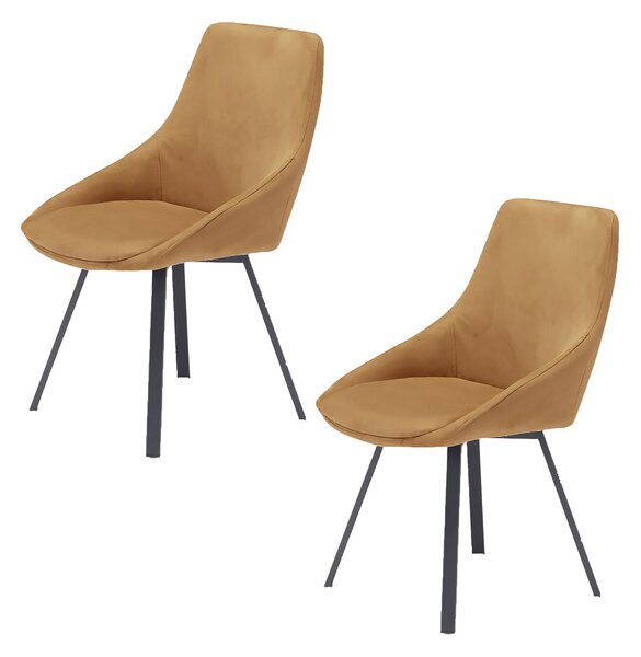 Set 2 sedie Imbottite 51x60x88 cm In Tessuto Suet Asia Senape