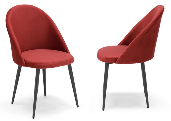 Set 2 sedie Imbottite 51x58x87 cm In Tessuto Tiffany Lola Rosso