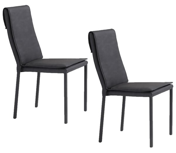 Set 2 sedie Imbottite 45x59x95 cm In Tessuto Effetto Pelle Vincent Fango
