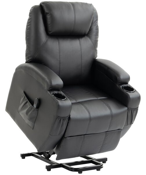 HOMCOM Poltrona relax elettrica alzapersone e reclinabile con USB e telecomando, nera | Aosom Italy