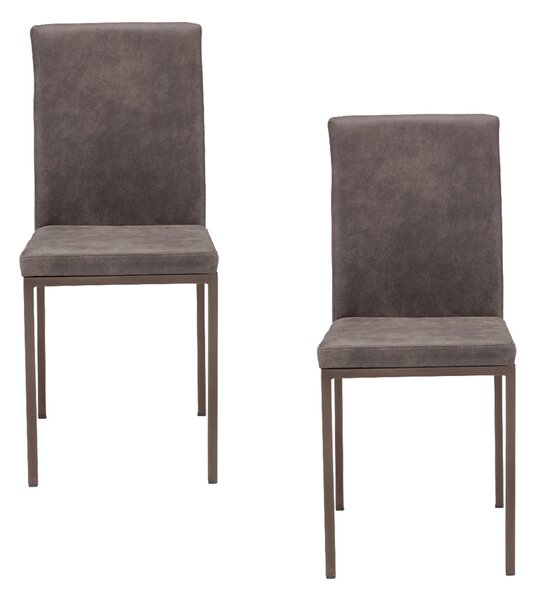 Set 2 sedie Imbottite 42x54x93 cm in Tessuto Ranger Licya Tortora / Gambe Tortora